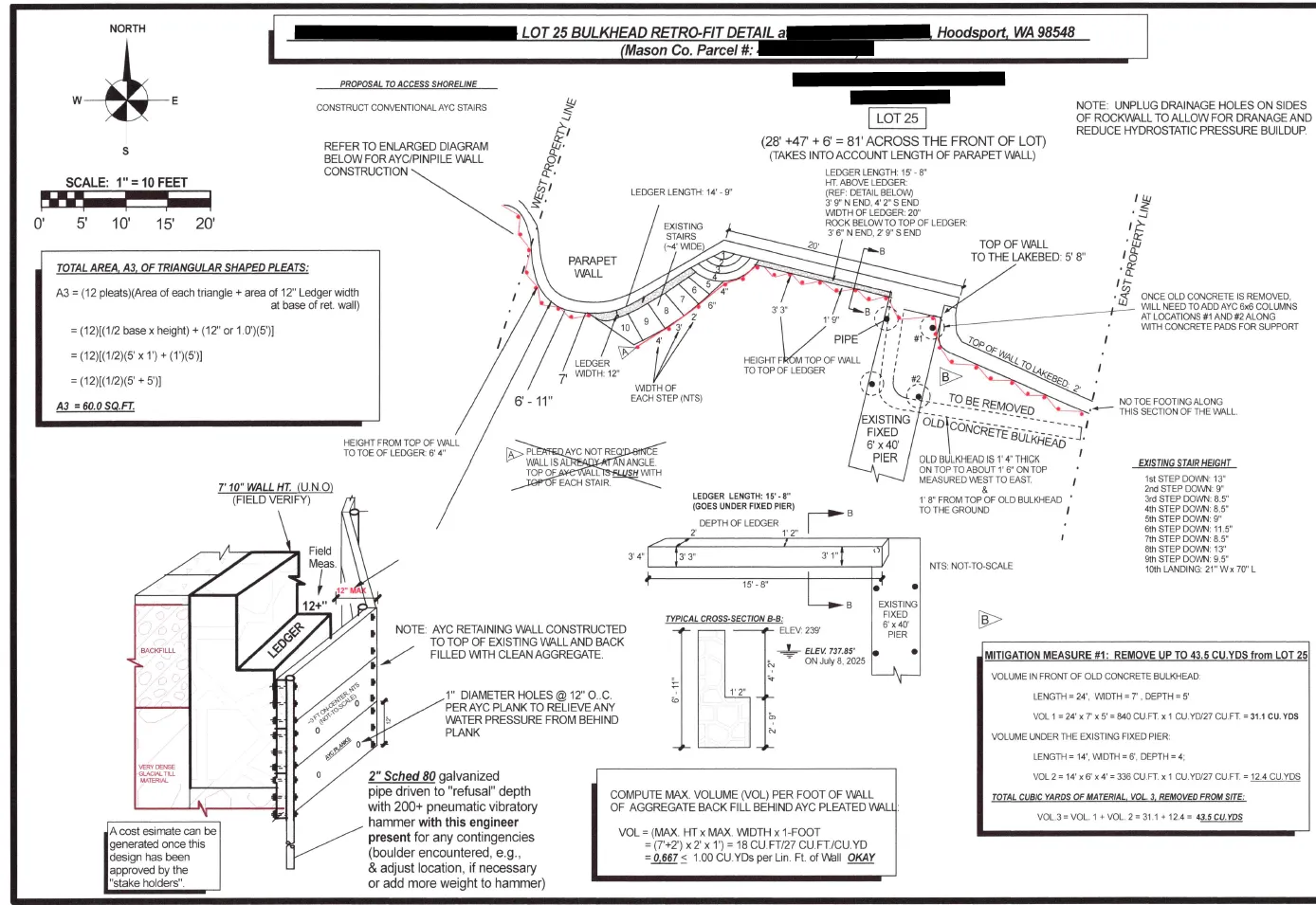 Lake Cushman shoreline plan showing existing conditions and proposed regenerative interventions.